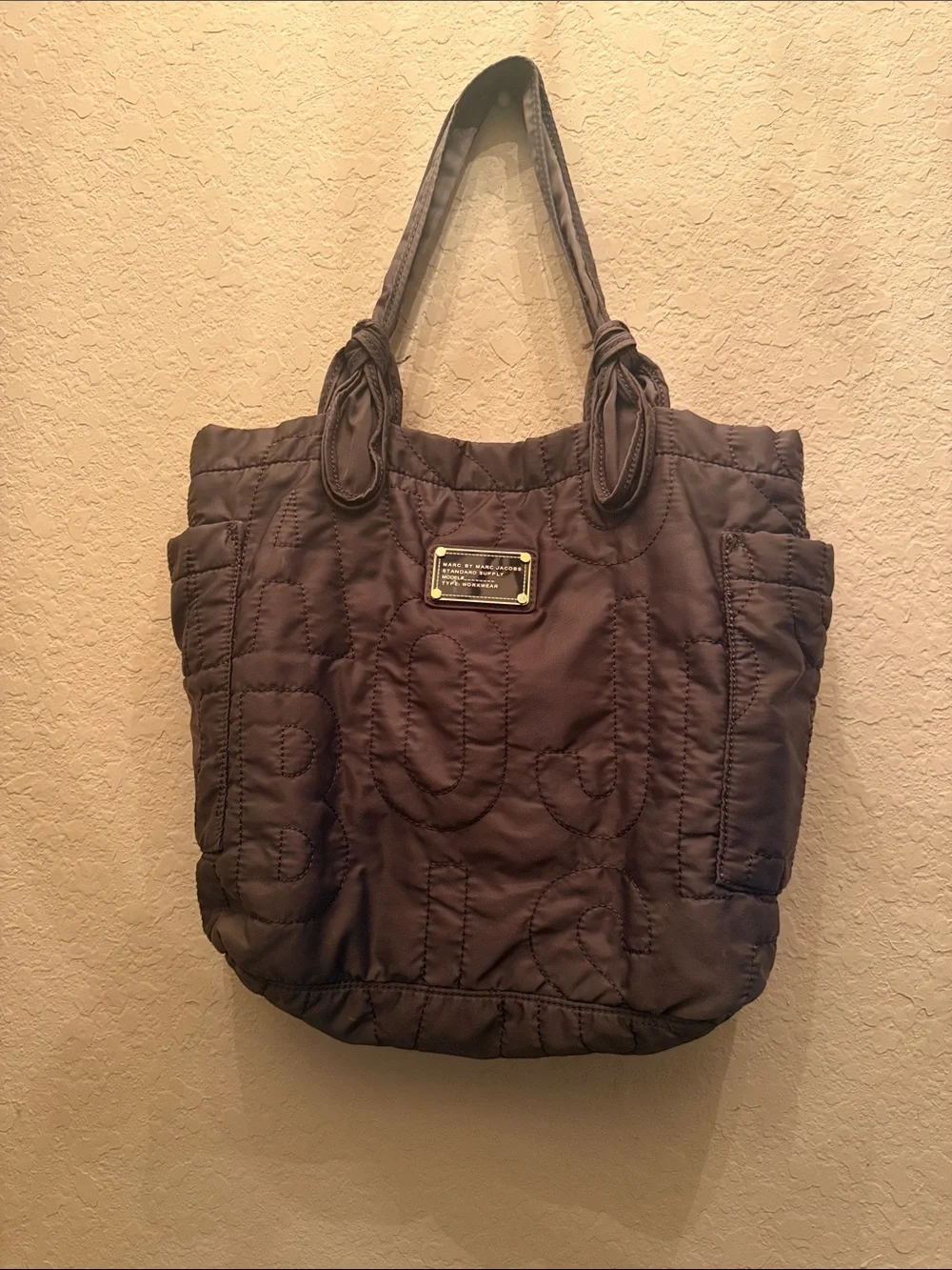 Marc by Marc Jacobs Quilted Tote in Dark Brown with Gold Plate - Picture 1 of 2